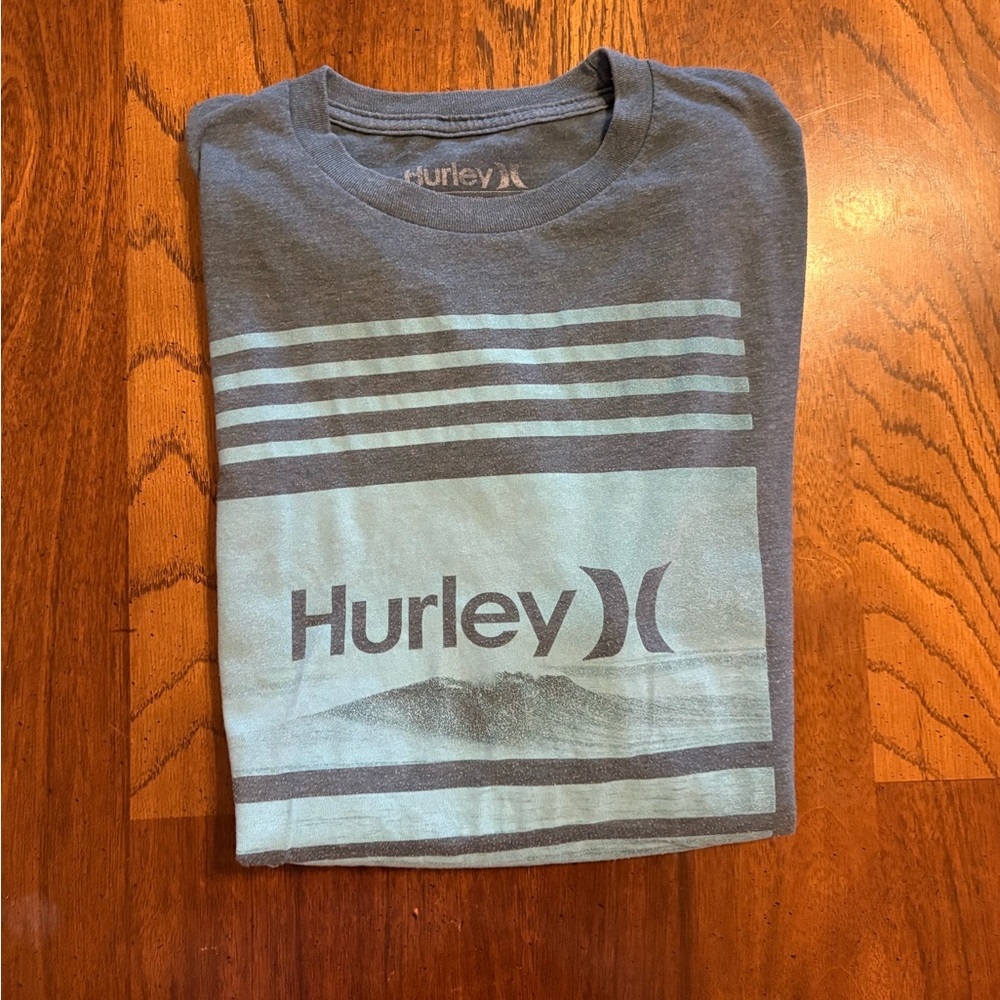 Hurley Blue Striped Logo Short Sleeve Tee